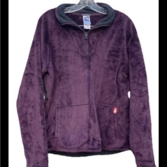 The North Face Purple Heavy Fleece 1/4 Zip Ski Pullover Hiking Jacket Womens L - Picture 1 of 5